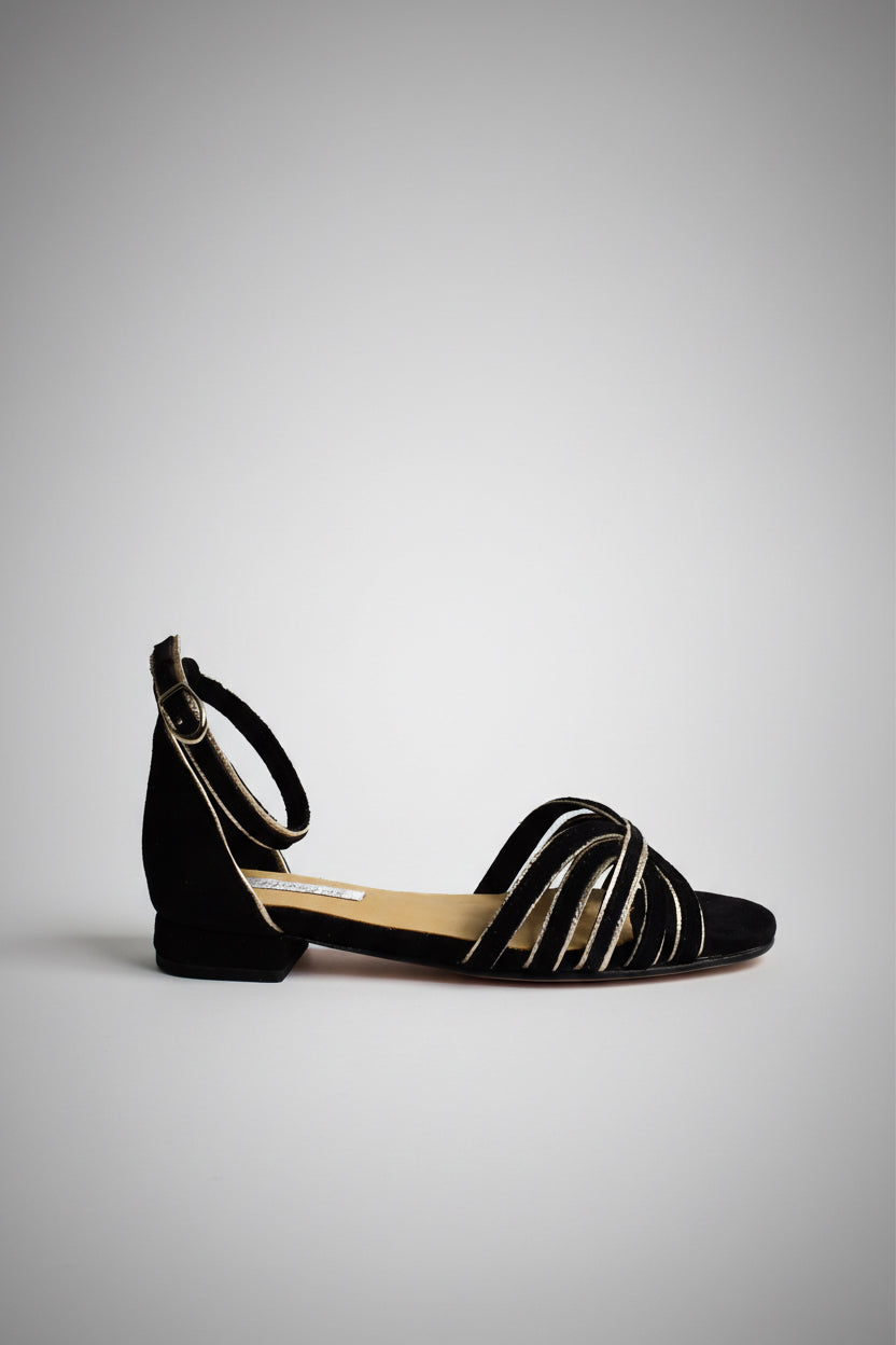 Sandalia Anita Negro Dorado