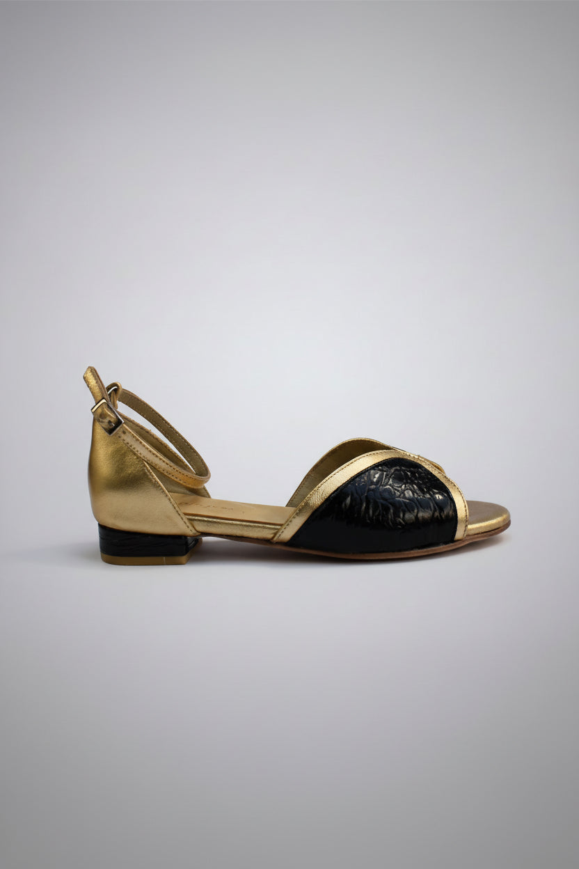 Sandalia Lupe Negro Dorado