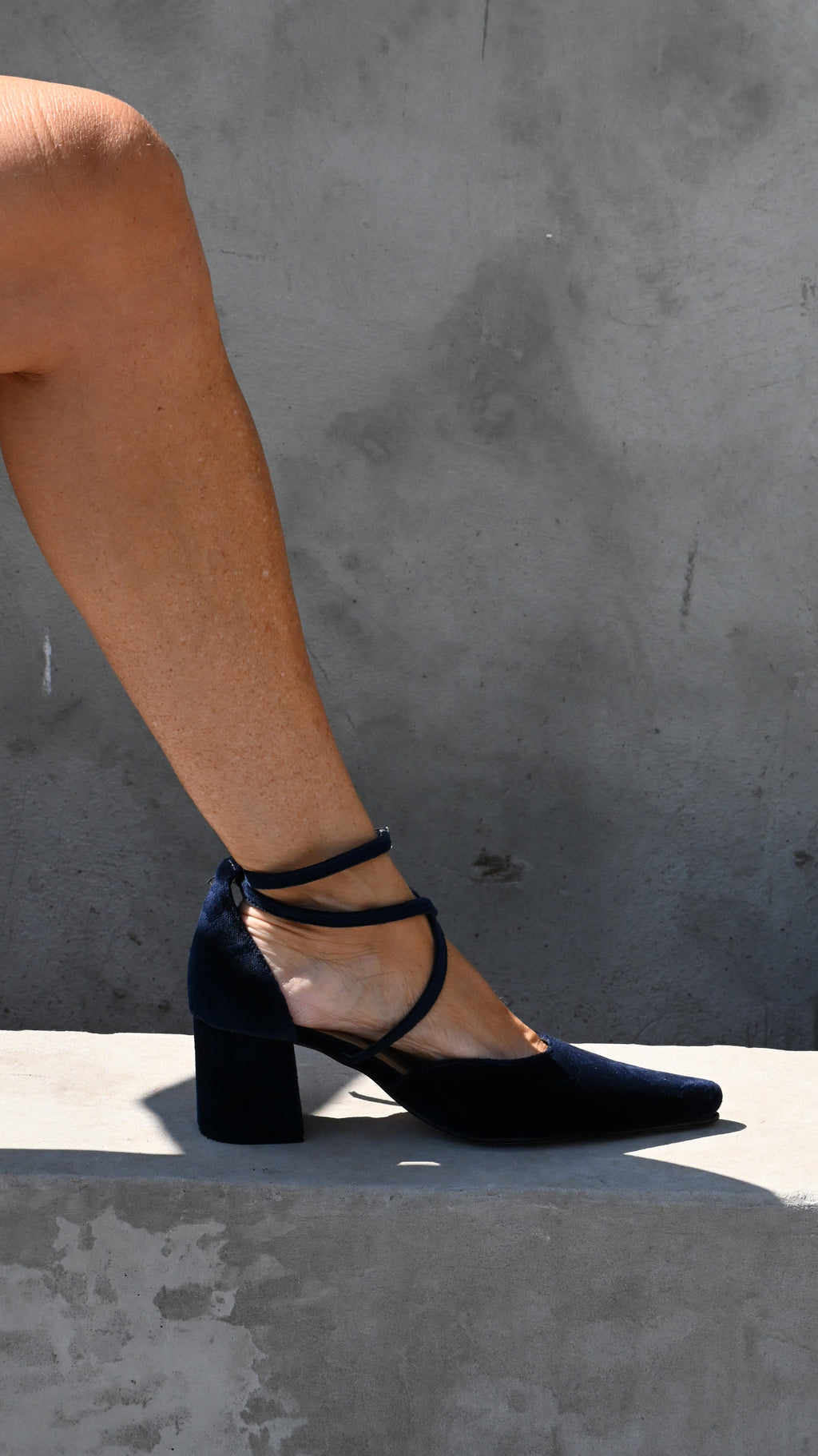 Tacón Victoria Terciopelo Azul