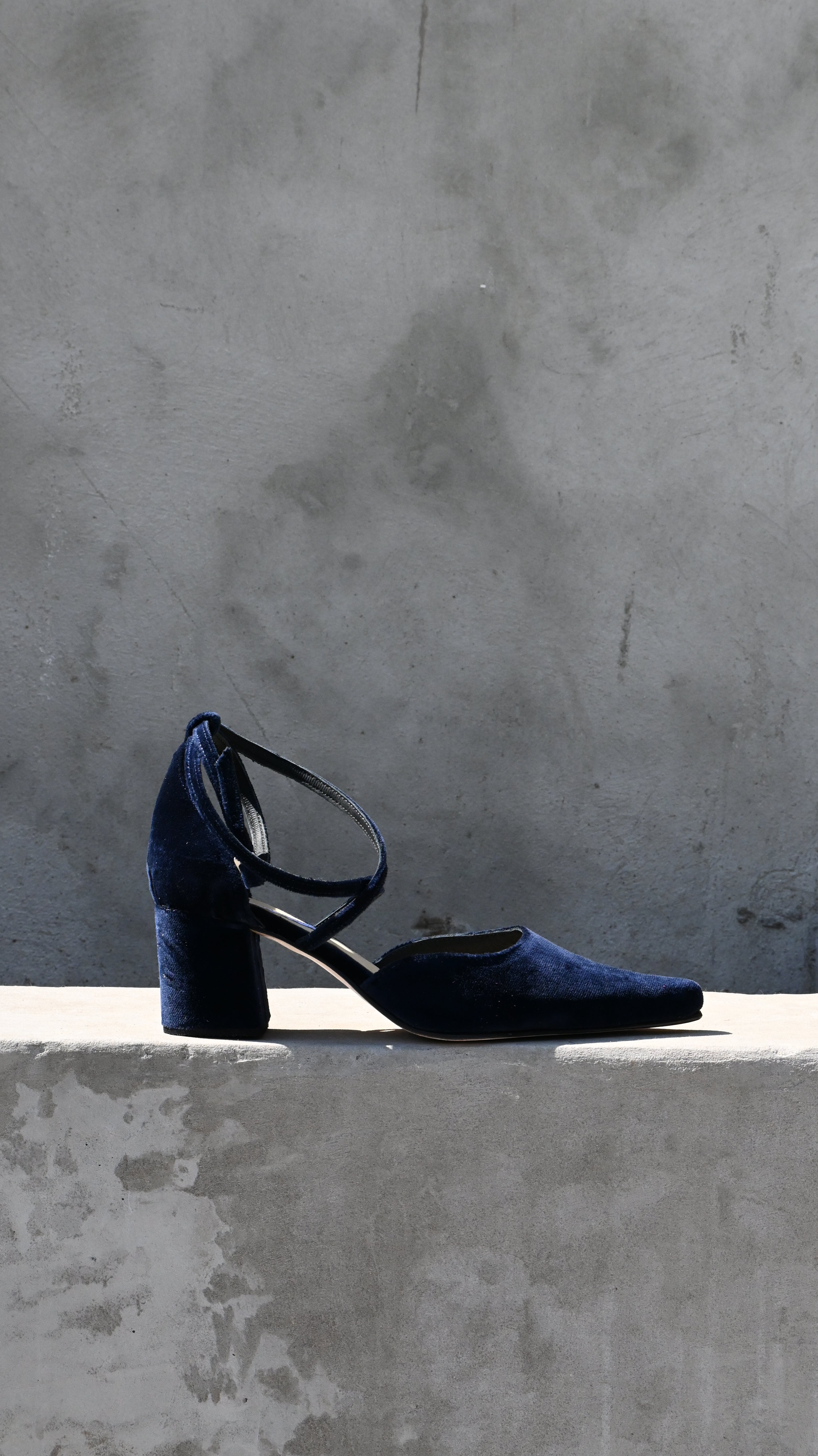 Tacón Victoria Terciopelo Azul